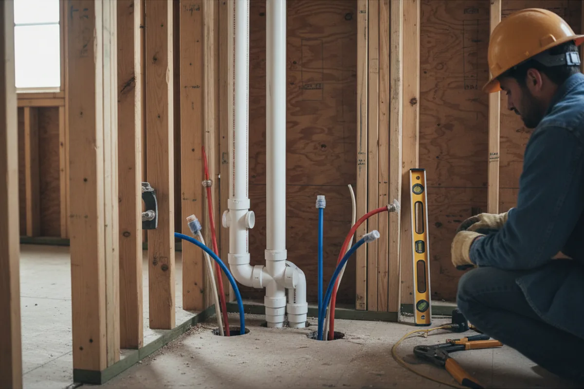 Drain and supply rough-in during Sump Pump Repair in Mc Arthur